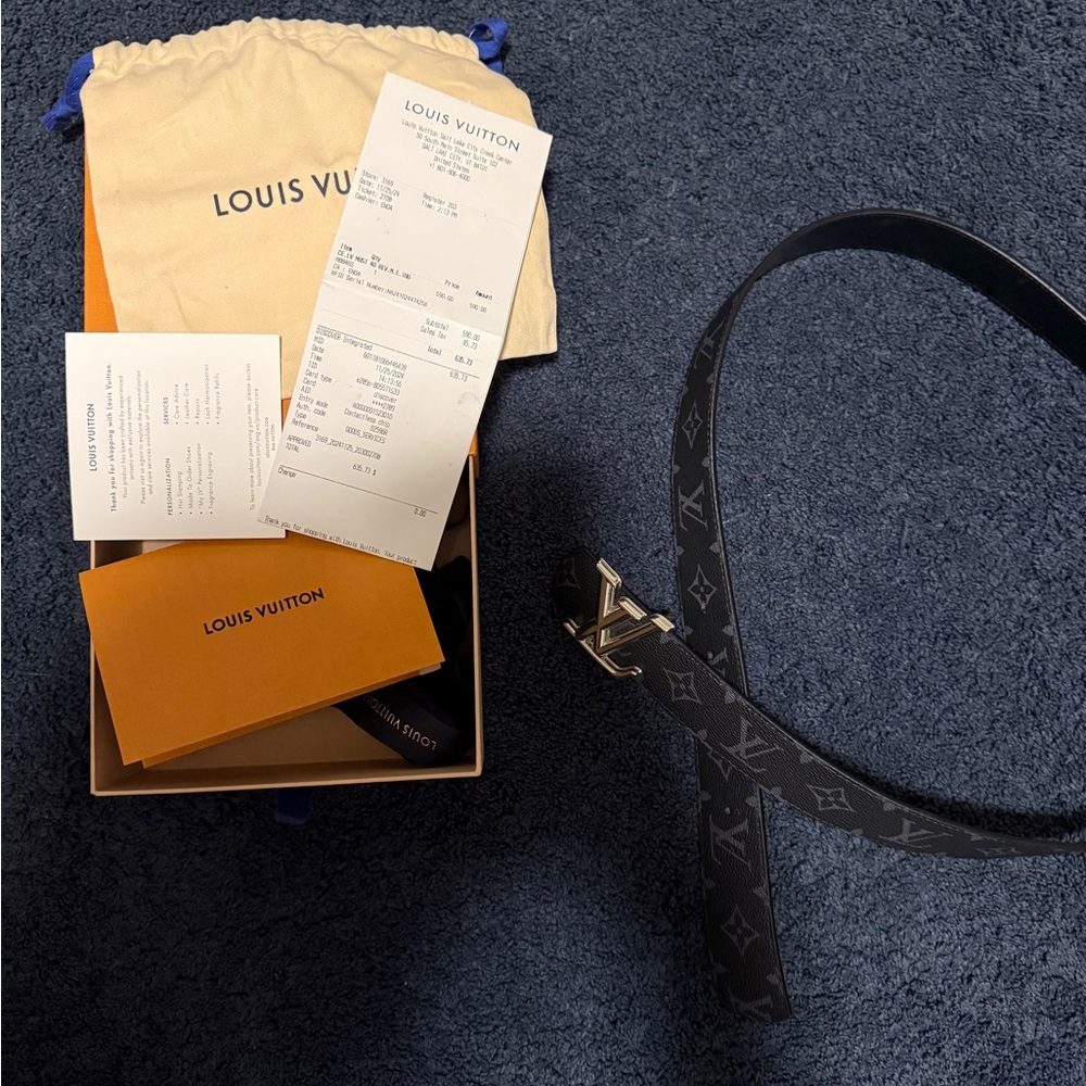 Louis Vuitton Silver Buckle Black Belt - Picture 4 of 4